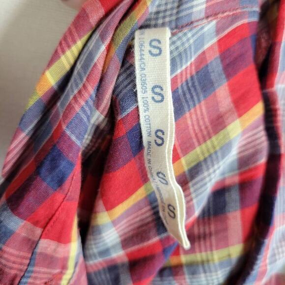 Anthropologie Paper Boy Women’s Plaid Button Down Red Yellow Size Small - Picture 5 of 5